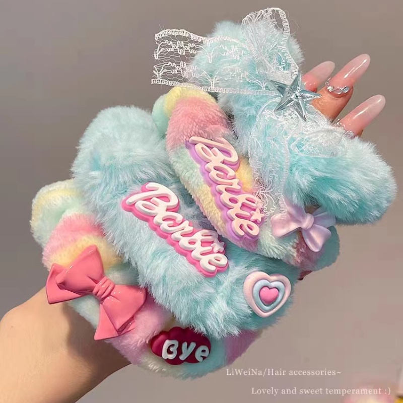 ยางมัดผม ผ้ากํามะหยี่ แบบยืดหยุ่นสูง สําหรับตุ๊กตาบาร์บี้