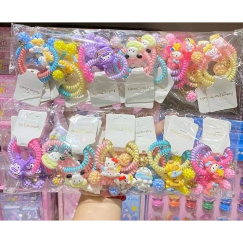 ยางมัดผมเกลียว ยกโหล 12ชิ้น  คละสี คละลาย ลายการ์ตูน