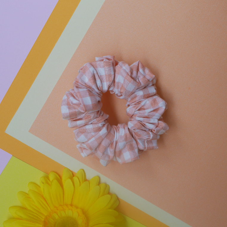 ยางรัดผม scrunchies รุ่น ตาราง ขนาดเส้นผ่านศูนย์กลาง9-10cm