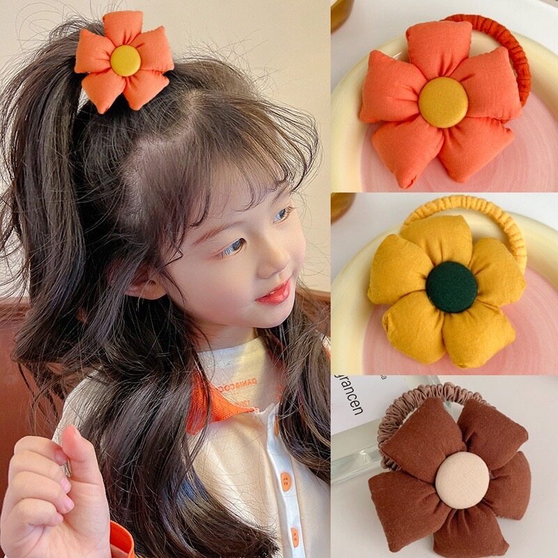ยางรัดผม ลายดอกทานตะวัน สไตล์เกาหลี น่ารักๆ  สินค้าพร้อมส่งจากไทย