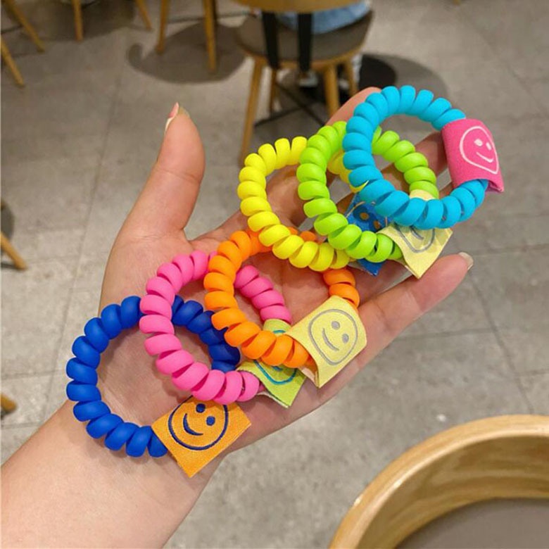 ยางรัดผมสีแคนดี้สไตล์เกาหลีเรียบง่ายสําหรับสตรี