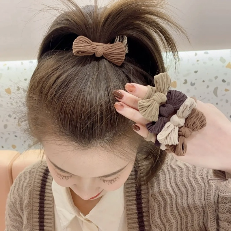 ยางรัดผมหางม้า แบบยืดหยุ่น ประดับโบว์ 5 ชิ้น