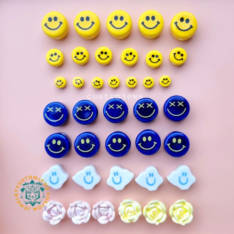 (ราคาส่ง6.-) ลูกปัด เซรามิก ลูกปัดเซรามิก ลูกปัดหน้ายิ้ม Smiley สมายลี่ กุหลาบ หน้ายิ้ม