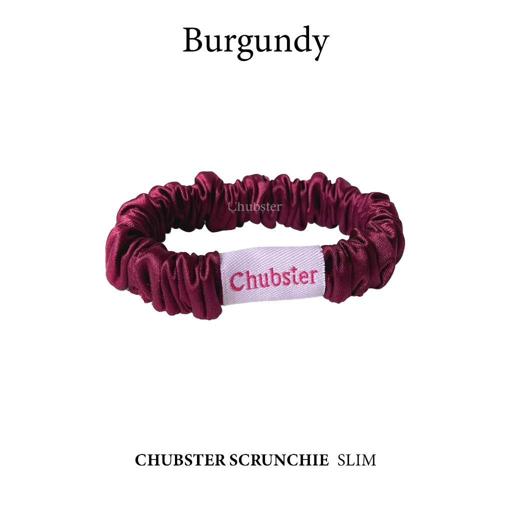 รุ่นสลิม Burgundy ยางรัดผม Satin Slim Scrunchie ยางรัดผมซาติน หนานุ่ม