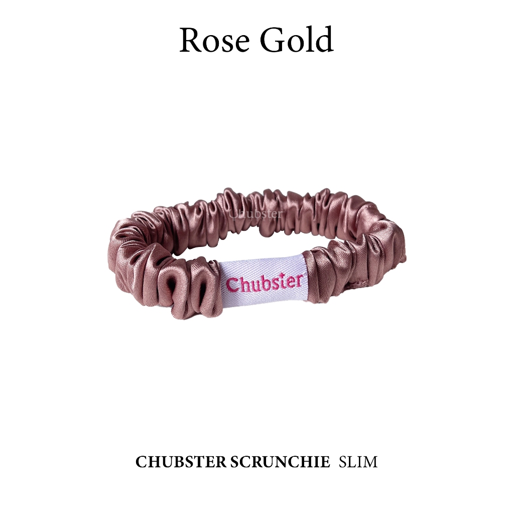 รุ่นสลิม Rose Gold ยางรัดผม Satin Slim Scrunchie ยางรัดผมซาติน หนานุ่ม