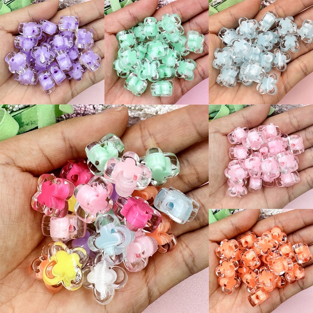 ลูกปัดอะคริลิค ลายดอกไม้ ขนาดเล็ก 14.7 มม. สําหรับทําสร้อยข้อมือ โทรศัพท์มือถือ DIY 20 ชิ้น
