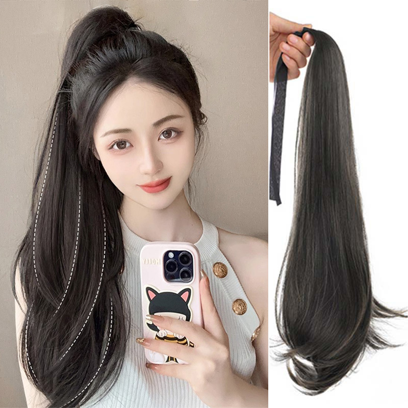วิกผมหางม้า วิกผมหางม้า ผมหยิก ธรรมชาติ สีแดง ถักเปีย ยาว และสั้น สูงปลอม