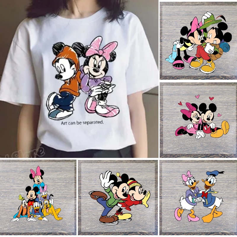 สติกเกอร์ ลายมิกกี้เมาส์ดิสนีย์ มินนี่เมาส์ ซักล้างได้ สําหรับตกแต่งเสื้อผ้า DIY