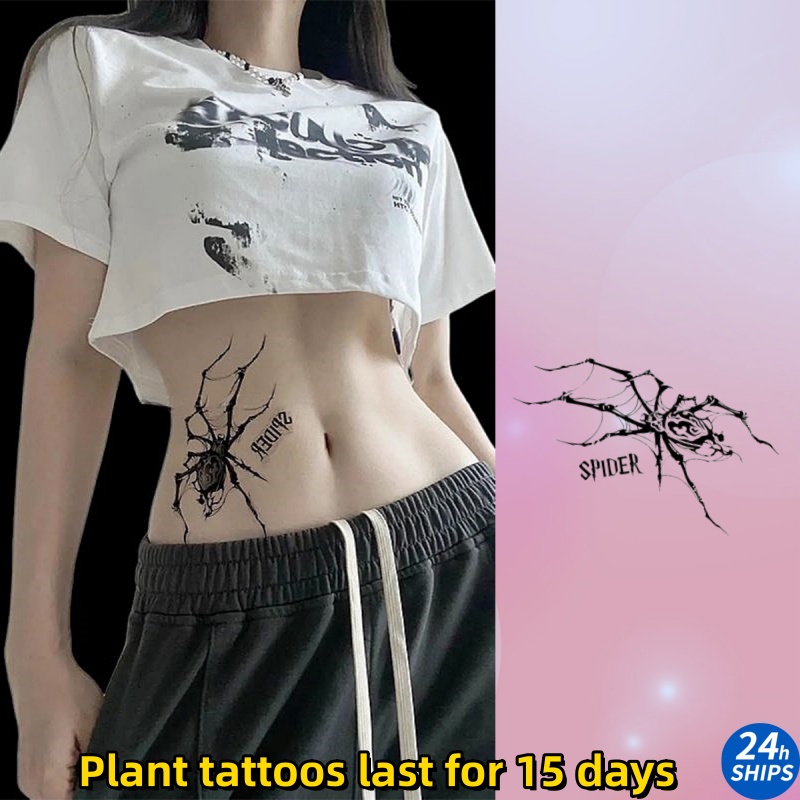 สติกเกอร์รอยสักชั่วคราว รูปแมงมุม กันน้ํา ติดทนนาน 15 วัน