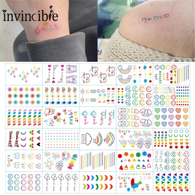 สติกเกอร์รอยสักชั่วคราว ลายการ์ตูนกระต่ายน่ารัก DIY สําหรับตกแต่งร่างกายเด็ก
