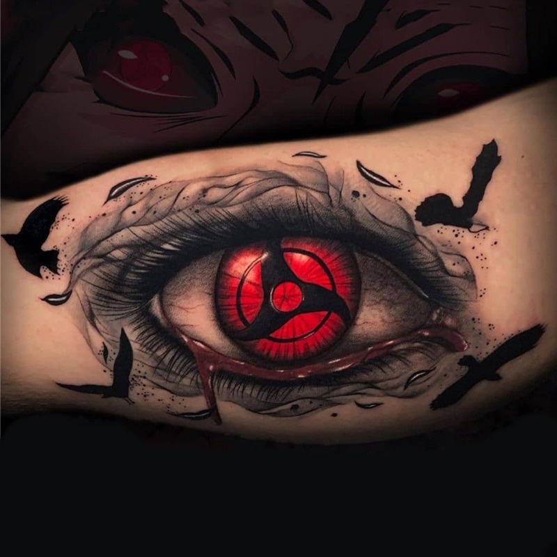 สติกเกอร์รอยสักชั่วคราว ลายการ์ตูนอนิเมะ กันน้ํา ติดทนนาน 1 แผ่น