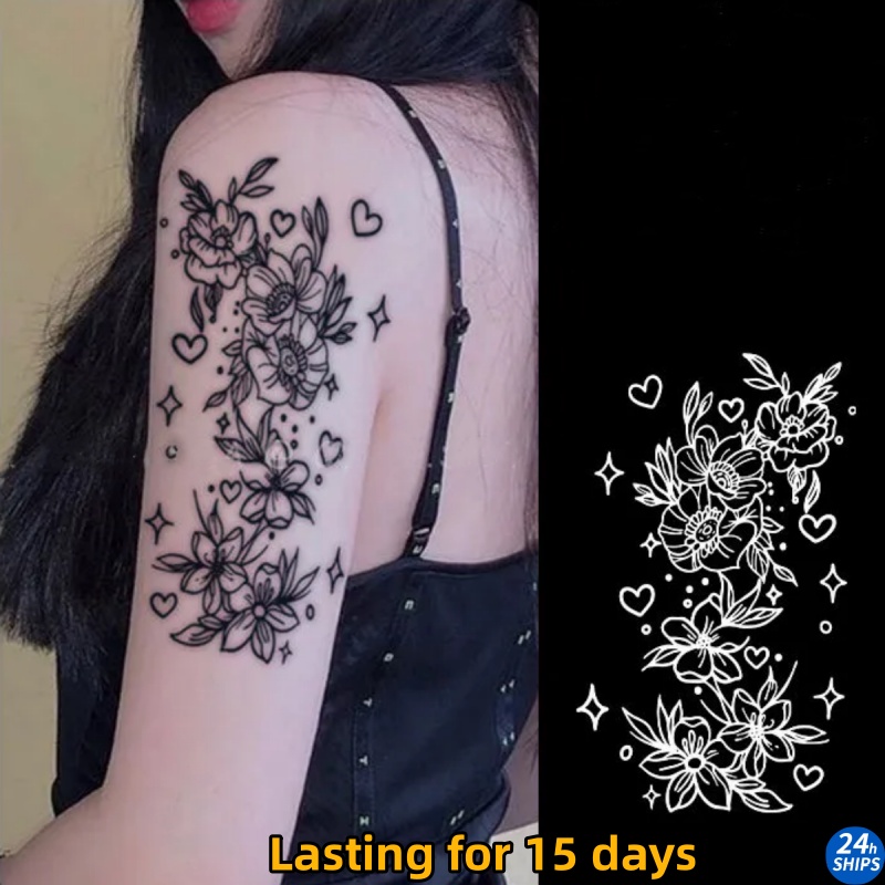 สติกเกอร์รอยสักชั่วคราว ลายดอกดาวบนท้องฟ้า เซ็กซี่ กันน้ํา 15 วัน