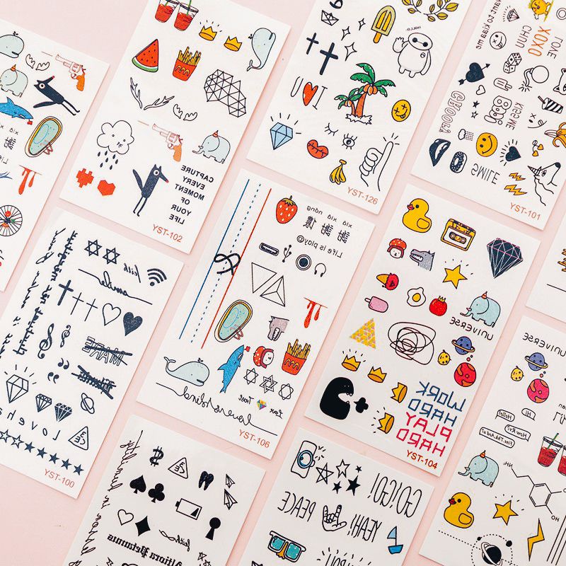 สติ้กเกอร์แทททูTattoo การ์ตูน มินิมอล น่ารัก คูลๆ เลือกลายได้!! ส่งไวจากในประเทศ