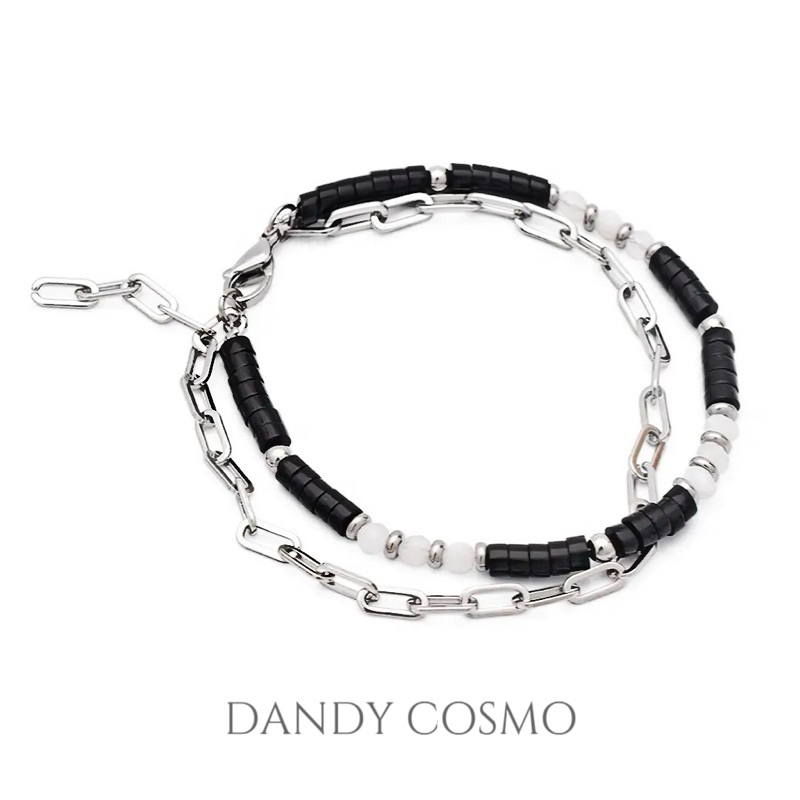 สร้อยข้อมือ DUAL Chain กำไลข้อมือ กำไลหิน+สแตนเลส DANDY COSMO