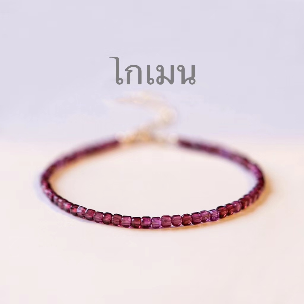 สร้อยข้อมือ ประดับลูกปัดคริสตัล หินธรรมชาติ ทรงสี่เหลี่ยม แฟชั่นสําหรับสตรี