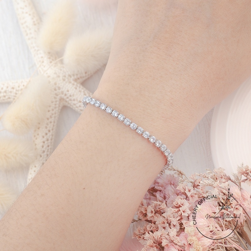 สร้อยข้อมือเพชร เพชรสวิส CZ เพชรวิ้ง เล่นไฟ น้ำสวยเว่อร์ เหมือนเพชรแท้ พร้อมส่ง