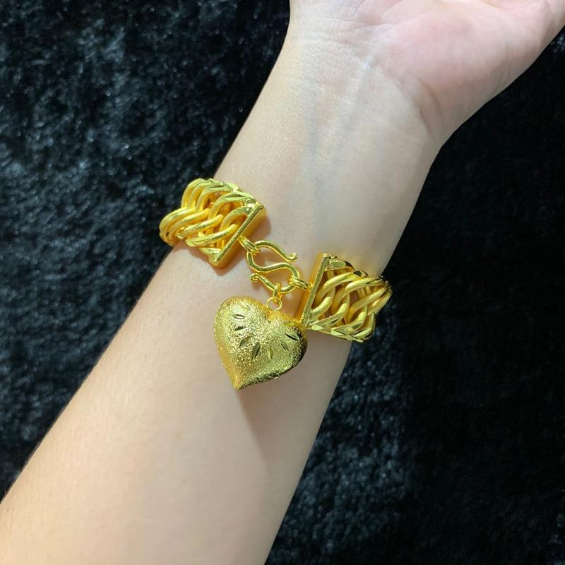 สร้อยข้อลายมือเลสก้างปลาจี้ใจ 5 บาท (ข419) ขนาด 6 - 8 นิ้ว