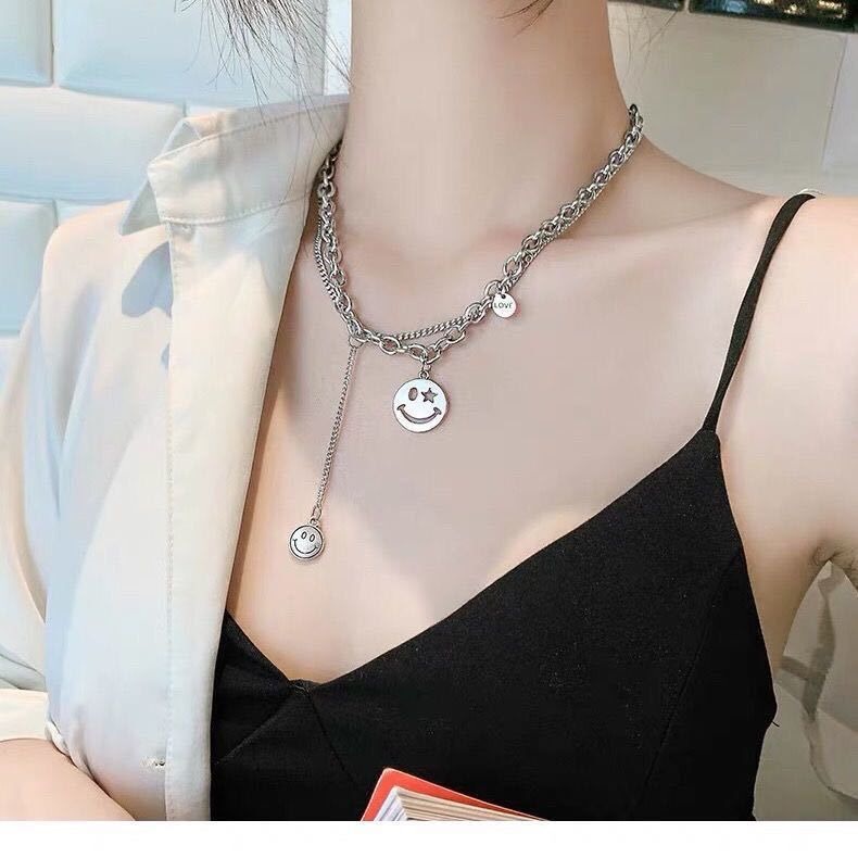 สร้อยคอ รูปหน้ายิ้ม สไตล์ฮิปฮอป เครื่องประดับ N65