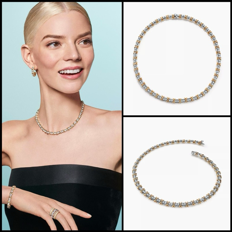 สร้อยคอตัวมารดา Tiffany Schlumberger 18K Necklace เกรด VIP ประดับเพชร Cubic Zirconia + พร้อมกล่อง อปก.