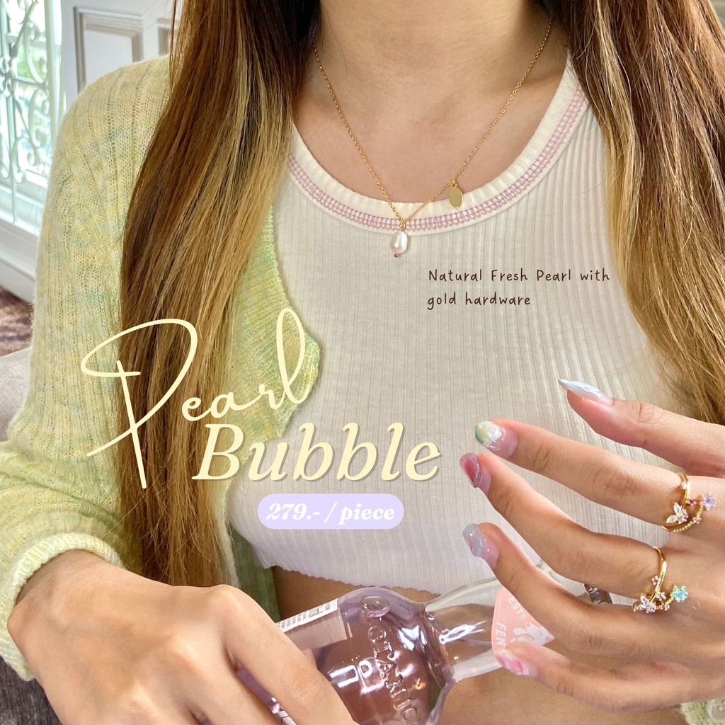 สร้อยคอมุกน้ำจืดแท้ Pearl Bubble แบบ Premium - Thegreenbox.tgb