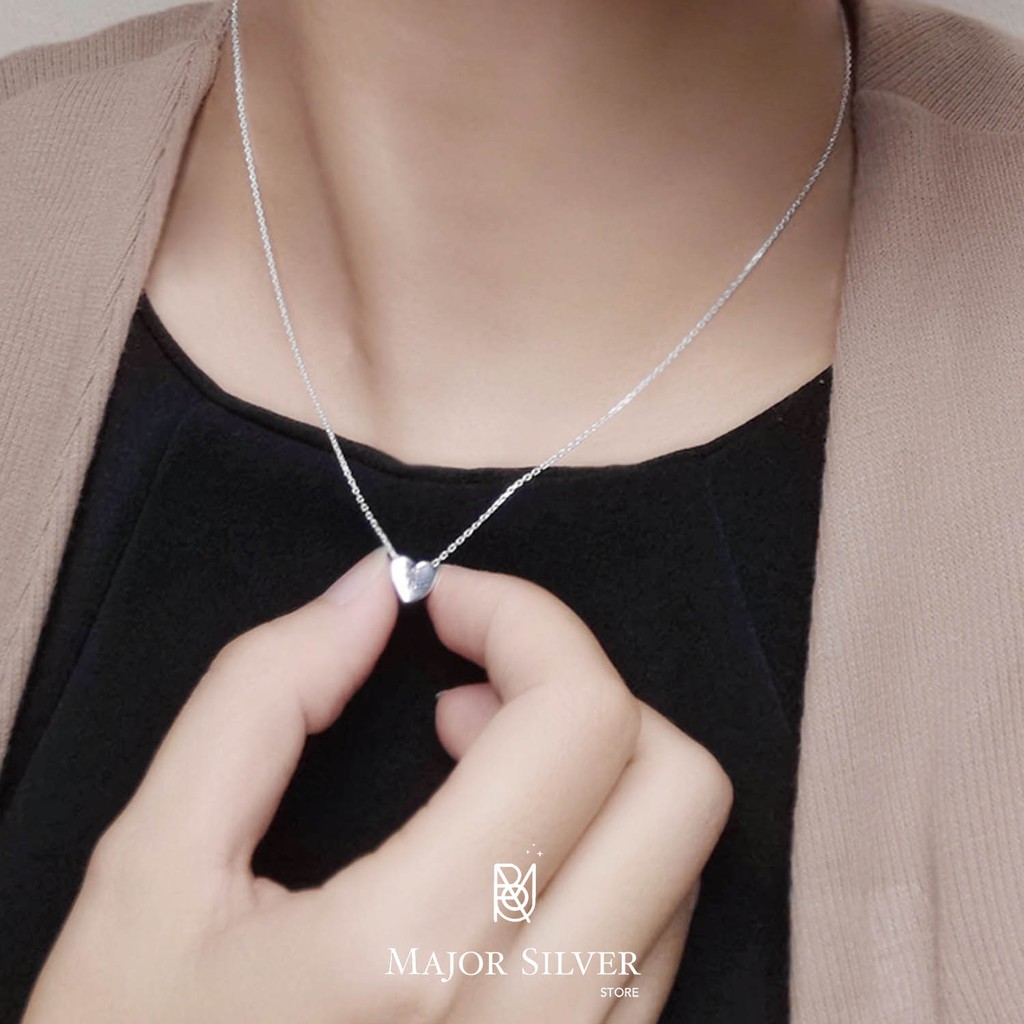 สร้อยคอเงินแท้92.5% จี้หัวใจ น่ารักมาก เหมาะกับสาวๆ เกาหลีสุดๆ ใส่ได้ในทุกโอกาส Major Silver
