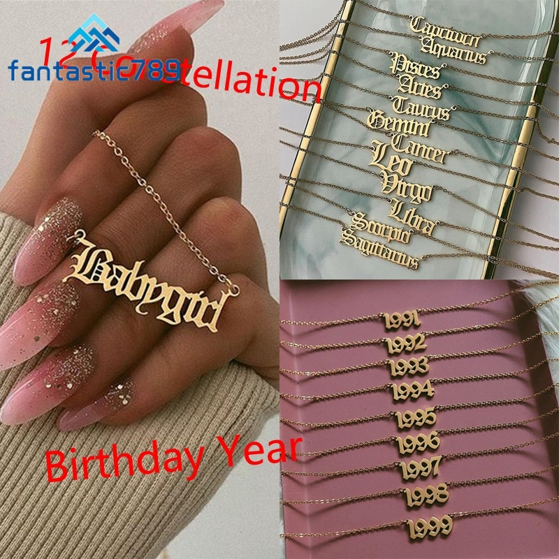 สร้อยคอแฟชั่น แต่งจี้ตัวอักษรภาษาอังกฤษ 12 นักษัตร 1991-1999