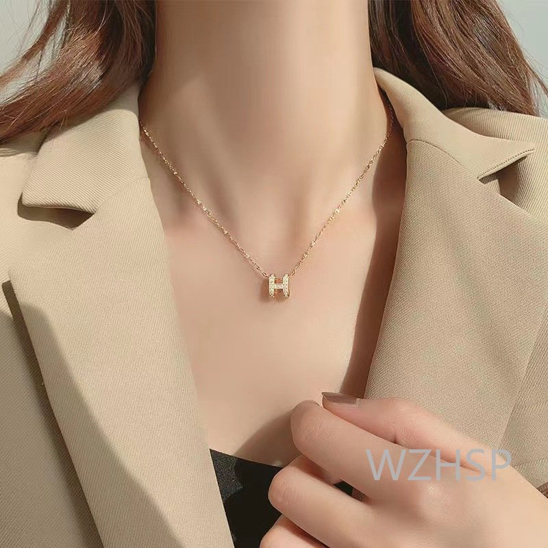 สร้อยคอโซ่ จี้ตัวอักษร H ออกแบบดี หรูหรา สไตล์เกาหลี สําหรับผู้หญิง