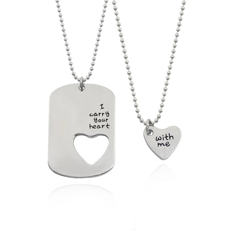 สร้อยคอโซ่ จี้ตัวอักษร Your Heart Is With Me ประดับลูกปัด แฟชั่นคู่รัก 2 ชิ้น