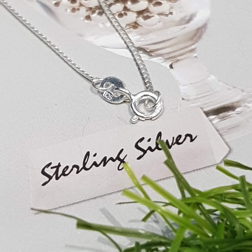สร้อยเงินแท้ 925ลายท้องปลิง ขนาด 1.3 มม. ยาว 16-26 นิ้ว