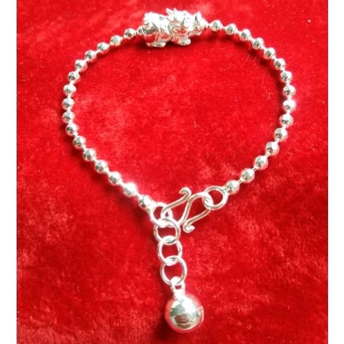 สร​้​อย​ข้อมือปี่เซียะ​เงิน​แท้​92.5​% ลายบอลตัดลาย 3 มิล