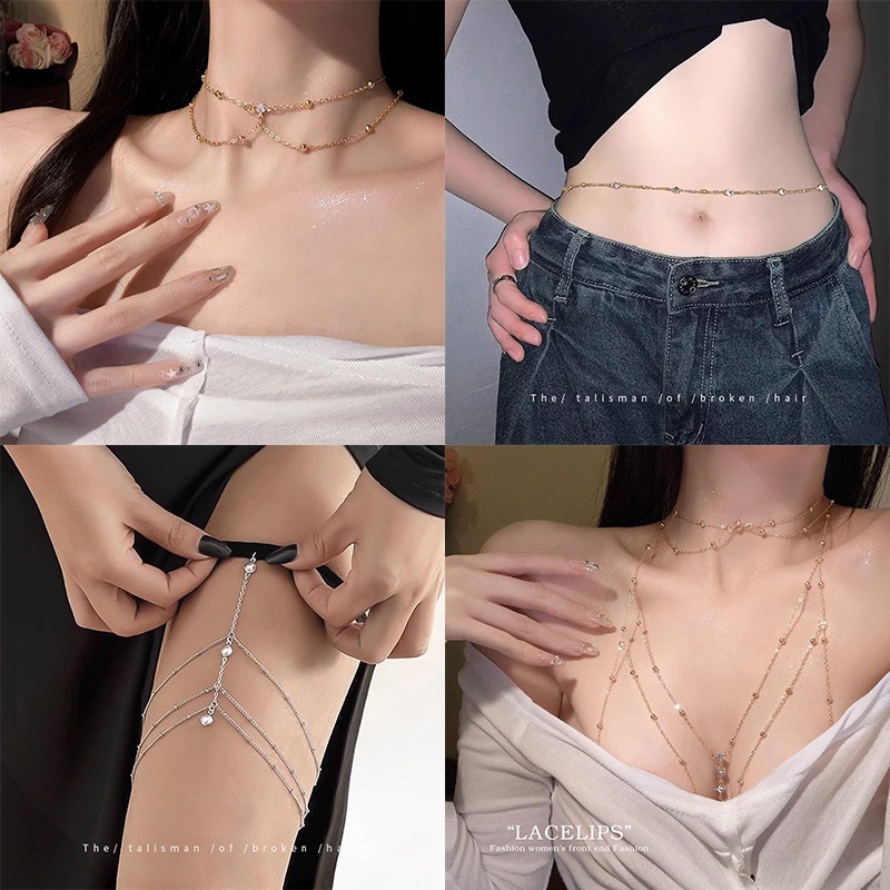 สายโซ่คล้องร่างกาย บิกินี่ โชว์หลัง เซ็กซี่ สไตล์ยุโรป และอเมริกา