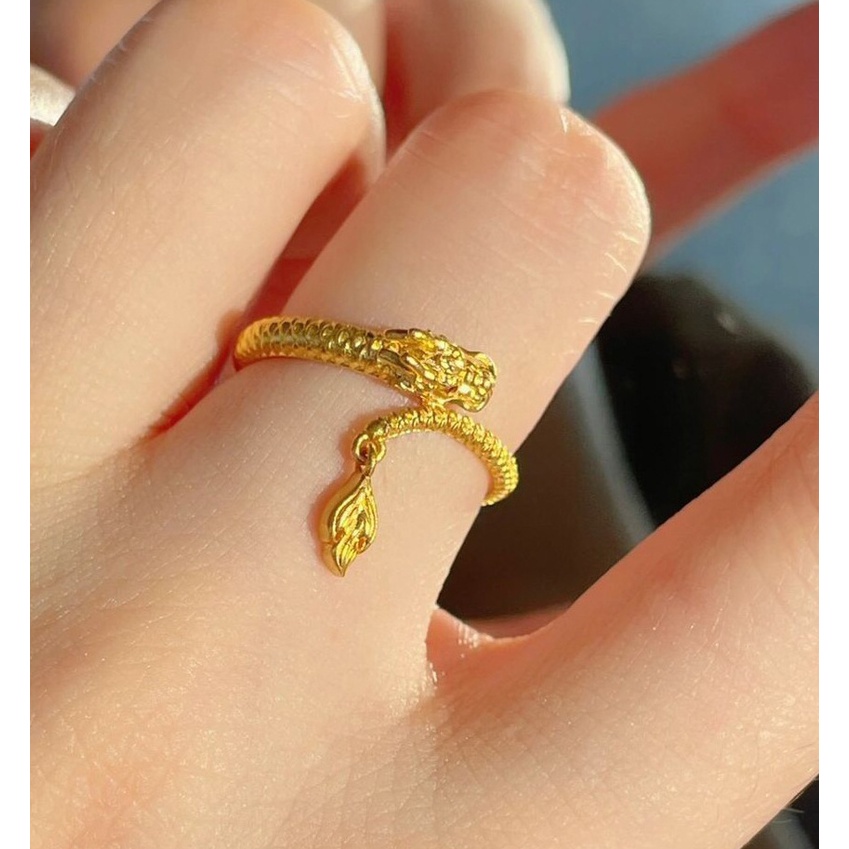 สินค้าใหม่ แหวนทองคํา รูปหางมังกร นําโชค ปีใหม่ 2024