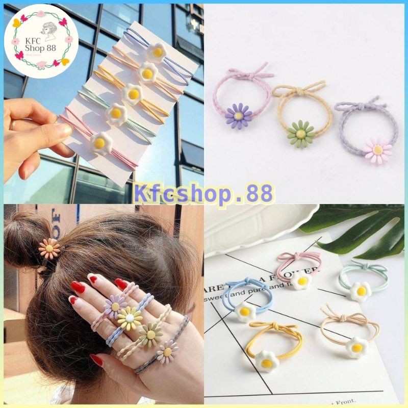 หนังยางรัดผม ดอกไม้/ไข่ดาว ความยืดหยุ่นสูง ยางรัดผม (ส่งแบบสุ่มสี/สุ่มลาย)