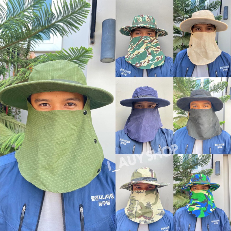 หมวกคลุมกันแดดปิดหน้า หมวกทำงานกลางแจ้ง บังแดด กันลม ป้องกันฝุ่น กันUV หมวกบัคเก็ต