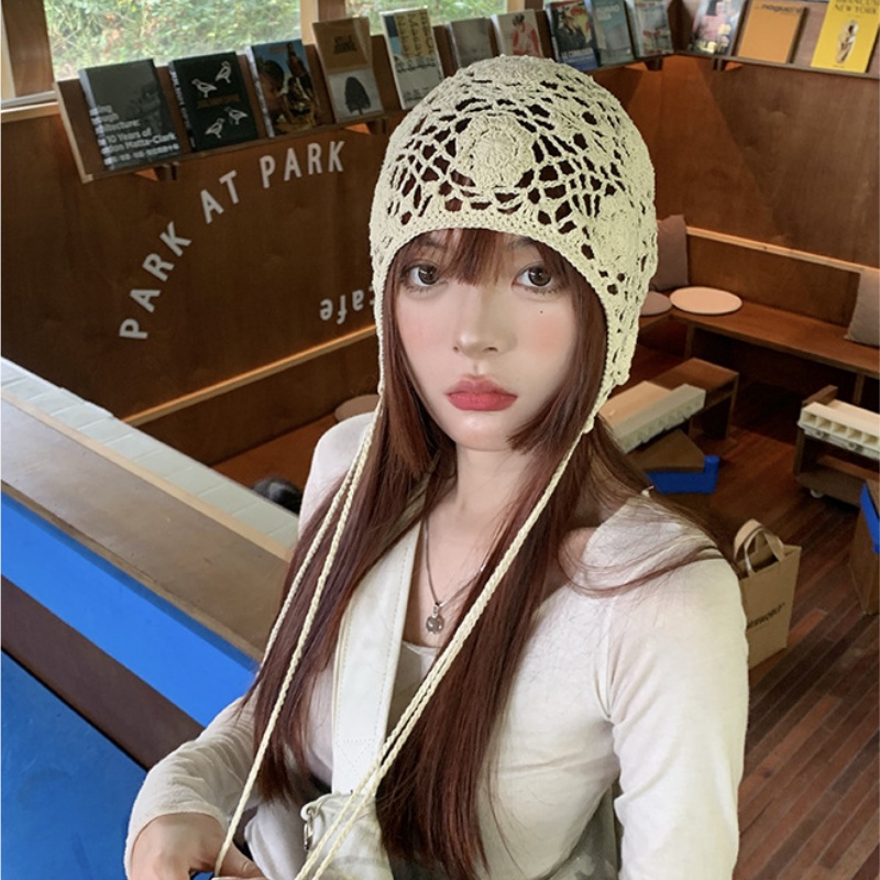 หมวกถัก ลายดอกไม้น่ารัก สไตล์เกาหลี สําหรับผู้หญิง