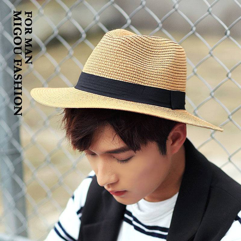 หมวกสานปีกกว้าง ทรงปานามาคาดดำใส่ได้ทั้งชายและหญิงB006
