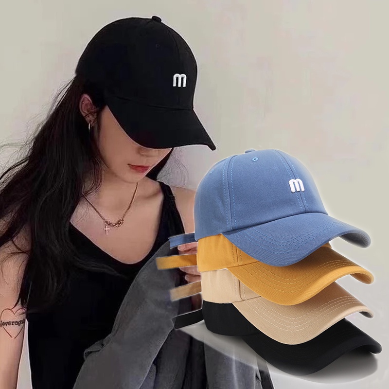 หมวกเบสบอลปักลายตัวอักษร M สไตล์วินเทจแฟชั่น Unisex