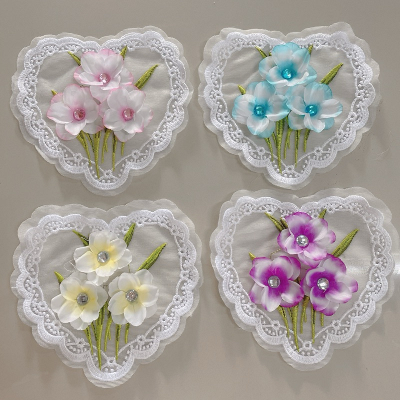 หัวใจตกแต่งเสื้อผ้า กระเป๋าdiy (5.5“x6”)