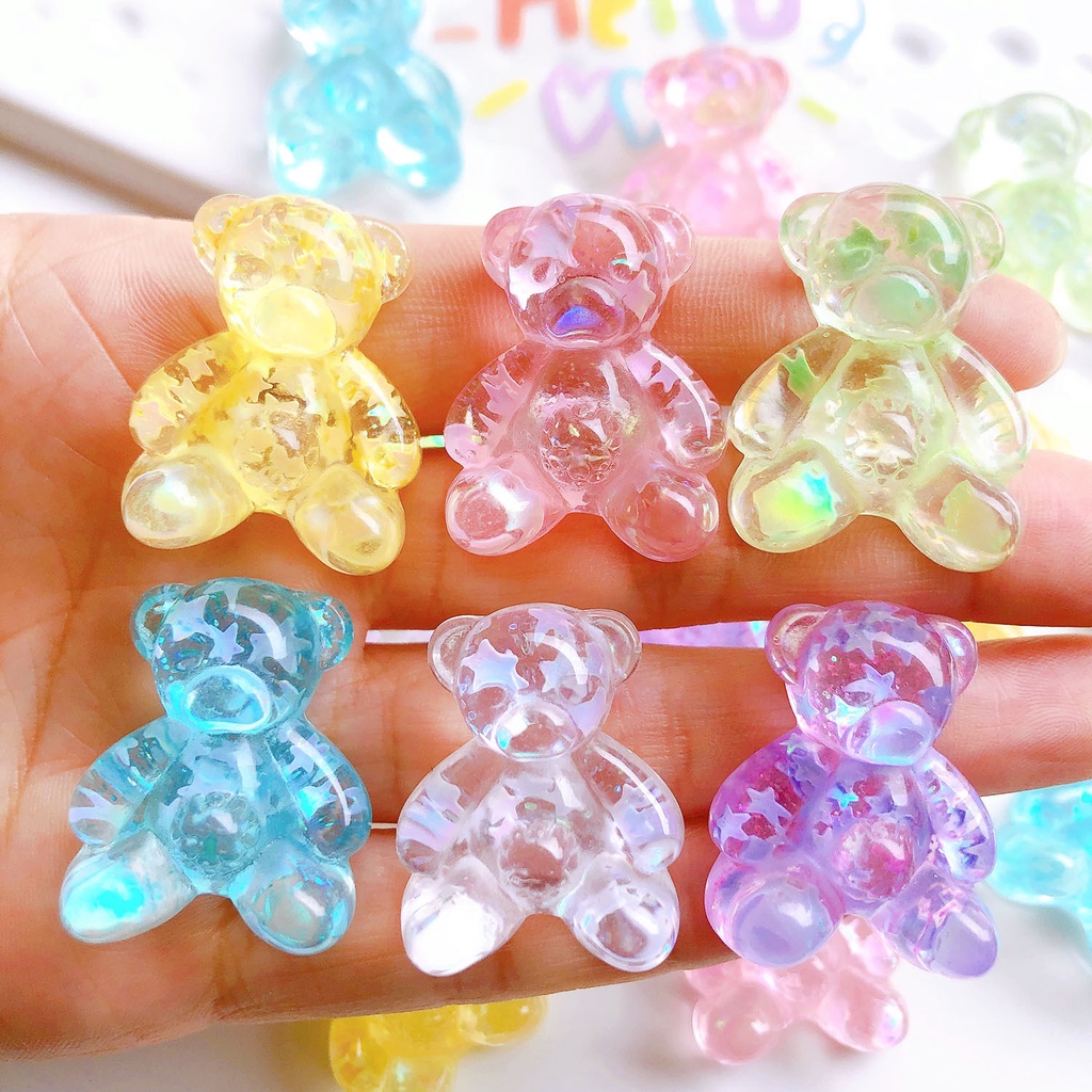 อุปกรณ์เสริม จี้รูปหมี ขนาดใหญ่ สีโปร่งใส สําหรับตกแต่งรองเท้า croc jibitz Diy