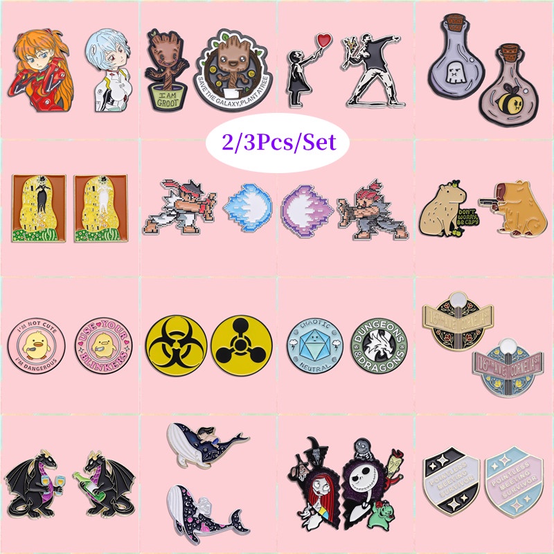 เข็มกลัด โลหะผสม รูปเกมอนิเมะ Arcade Enamel อุปกรณ์เสริม สําหรับเพื่อน 2 3 ชิ้น ต่อชุด