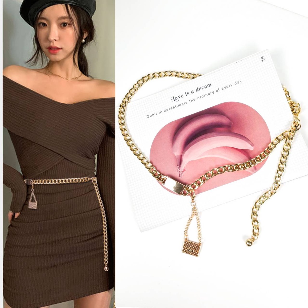 เข็มขัดสายโซ่ (S-6XL) แต่งอะไหล่กระเป๋า+tag+ตุ้มกลม งานเกรดพรีเมียม