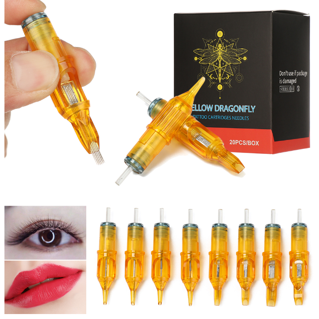 เข็มฮ็อคเดินเส้น ลงสีลงเงา เข็มสัก ( RL RM M1 RS ) YELLOW DRAGON FLY  [  20 ชิ้นต่อกล่อง ]