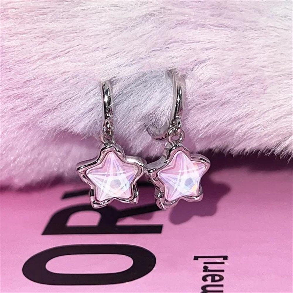 เครื่องประดับ ต่างหู จี้รูปดาวห้าแฉก สีชมพู เหมาะกับของขวัญ สําหรับผู้หญิง