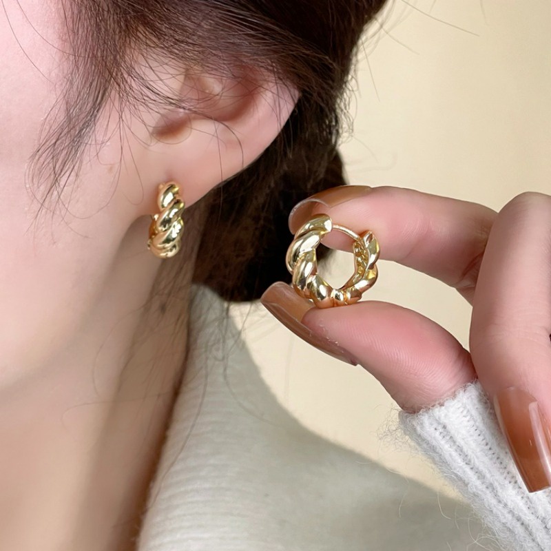 เครื่องประดับ ต่างหูกระดุม ชุบทอง 18k หรูหรา สไตล์เกาหลี