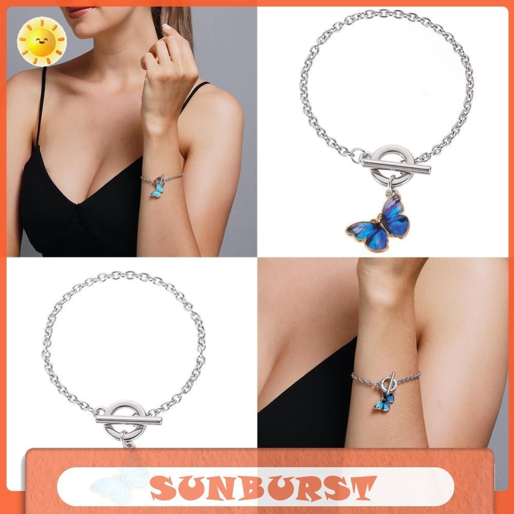 เครื่องประดับ สร้อยข้อมือ กําไลข้อมือ จี้ผีเสื้อ เรียบง่าย สําหรับผู้หญิง