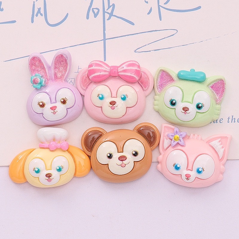 เครื่องประดับเรซิ่น ลายการ์ตูนดิสนีย์ หัวสัตว์น่ารัก สําหรับตกแต่งสมุดภาพ งานฝีมือ DIY