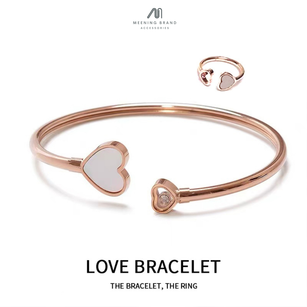 เซ็ตกำไลข้อมือและแหวน WHITE HEART BANGLE ROSEGOLD [04-0004][03-0017]