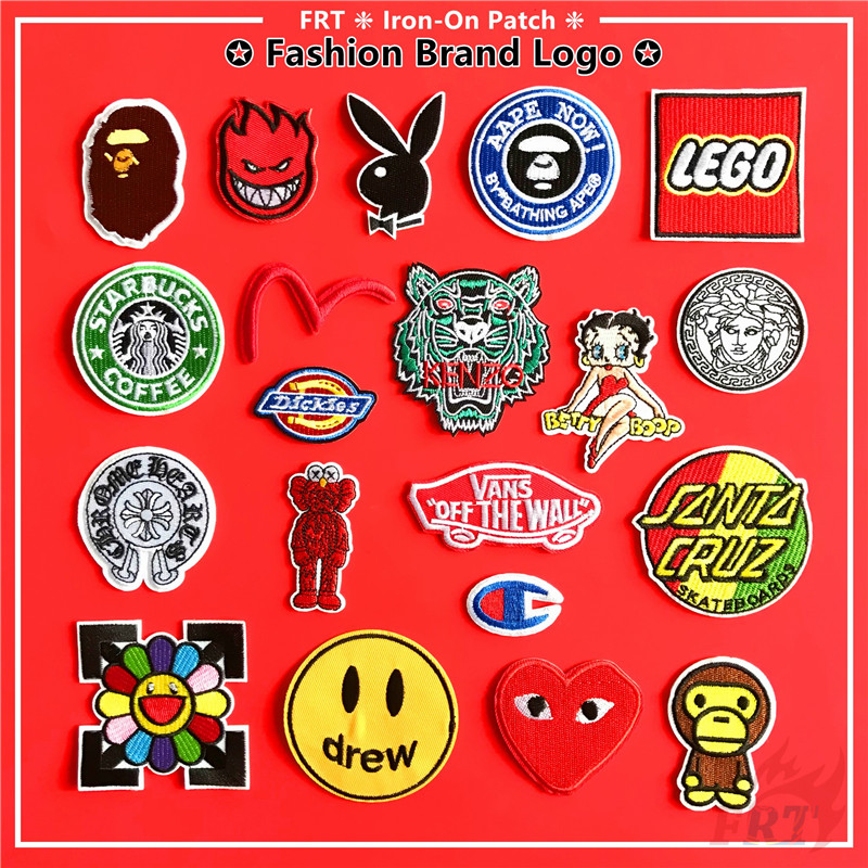 แผ่นปักโลโก้ แฟชั่น สำหรับรีดติดเสื้อผ้า DIY 1 ชิ้น (20 แบบ) (FBL-M008)