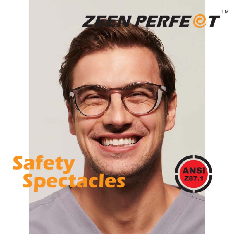 แว่นตาเซฟตี้ป้องกันด้านบน-ข้าง ถอดเปลี่ยนเลนส์สายตาได้ มาตรฐาน ANSI Z87.1 Safety-Side Guard ZEEN PERFECT รุ่น DAY SAFE