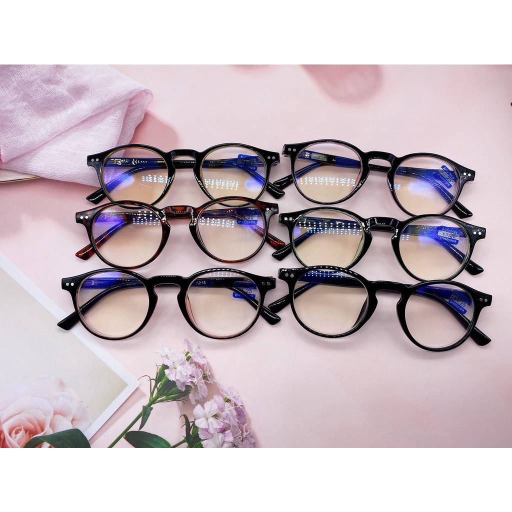 แว่นสายตายาวกรองแสงสีฟ้า ขาสปริง ทรงหยดน้ำ  +250 ถึง+400 คุณภาพดี และเบา A215